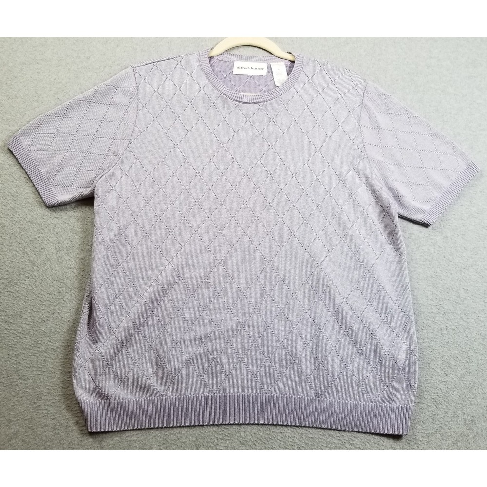 alfred dunner Top Women's Small S Light Purple Diamond Open Knit See Through
